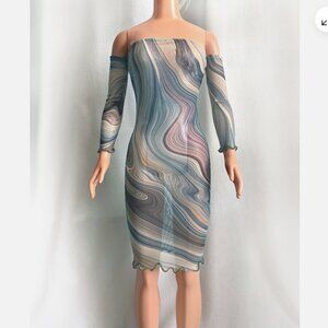 Multicolored sheer mini dress for My Size Barbie Doll 36" New, handmade 094